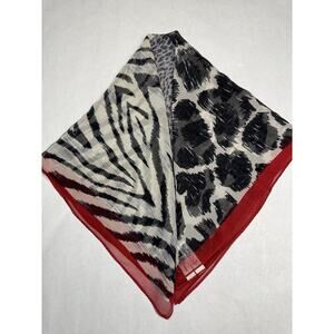 Casual Corner Annex 100% Silk Scarf Animal Print Patchwork Zebra Leopard 21”